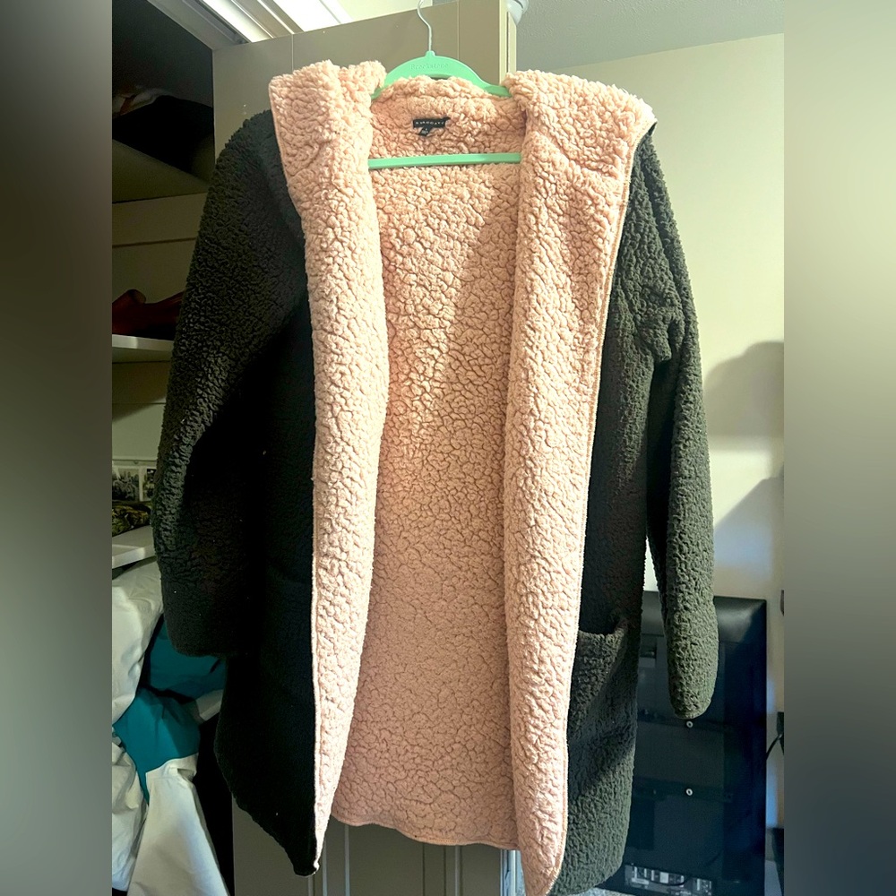 Fuzzy green and pink jacket